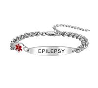 Flongo Women’s Heart Medical ID Bracelet: Emergency Health Alert Bracelet with Adjustable Chain - Stainless Steel Medical Identification Jewellery for Epilepsy or Chronic Conditions