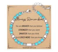 Flongo Womens Bohemian Beaded Bracelets: Natural Stone Stainless Steel Chain Adjustable Bracelet - Birthday Christmas Gifts for Women Mother Girlfriend