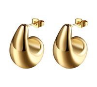 Flongo Women's Gold Chunky Teardrop Earrings: Dainty Dupes Earrings Trendy Waterdrop Earrings Gold Plated Hypoallergenic Earrings