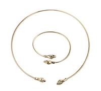 Flongo Women's Snake Necklace Bracelet Set: Open Adjustable Snake Bangle Bracelets and Collar Necklaces Dainty Snakes Costume Accessories Trendy Jewelry for Women Gold