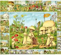 Flonz Decoupage Paper Pack (18 Sheets 20x30cm) Mushroom Gnomes Small Forest People Paper for Decoupage and Craft Vintage Illustration by Mabel Lucie Attwell