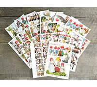 FLONZ Decoupage Paper Pack [18 Sheets 20x30cm] Small Forest People Paper for Decoupage and Craft Vintage Painting Illustration by Elsa Beskow
