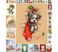 FLONZ Decoupage Paper Pack (21 Sheets 15x20cm) Cute Christmas Animals Vintage Styled Christmas Pictures Cards for Decoupage, Craft and Scrapbooking