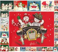 Flonz Decoupage Paper Pack (21 Sheets 15x20cm) Snta and Snowman Vintage Styled Christmas Pictures Cards for Decoupage, Craft and Scrapbooking