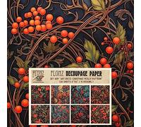 Flonz Decoupage Paper Pack (24 Sheets 6"x6") Art Deco Christmas Holly Pattern # Vintage Styled Pattern Paper for Decoupage, Craft and Scrapbooking, ThirtySeven
