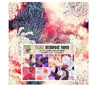 FLONZ Decoupage Paper Pack (24 Sheets 6''x6'') Japanese Chrysanthemum FLONZ Vintage Styled Seamless Pattern Paper for Decoupage, Craft and Scrapbooking