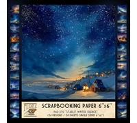 FLONZ Scrapbook Paper (24 sheets 6"x6") Starlit Winter Silence ~ Serene snowy landscapes and night skies in realistic digital painting with soft lighting and moody atmosphere