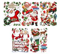 Flonz Wall Stickers Vintage Christmas Decoration Santa Balls Candles Removable Vinyl Colorful Wall Decals Vintage Painting Illustration Cards