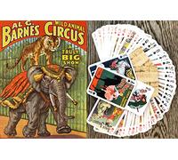 FlonzGift Retro Circus Playing Cards (Poker Deck 55 Cards All Different) Vintage Circus Clowns Animals Hymnast Athlete Vintage Barnes Circus Poster