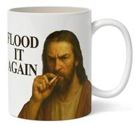 Flood It Again Mug, Dark Humour Meme Ceramic Funny Coffee Mug, Vintage Art Sarcastic Coffee Cup with Sayings Black Accent 11oz, Funny Gift for Women Men Cup Adult Humoristic (Printing)
