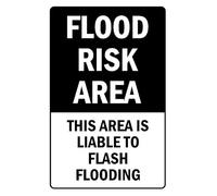 Flood risk area liable to flash flooding safety sign - 1mm flexible Plastic sign (200mm x 150mm)
