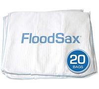 FloodSax FS20R Sandless Sandbag Water Absorbent Flood Barrier, 19" x 20", White, 20 Pack