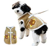 FloofeLove Dog Fleece Vest Jacket, Cute Dogs Sweater with Button(Brown, M) | Winter Cold Weater Collar Bear Print Coat Pet Clothes for Small Dogs Boy Girl