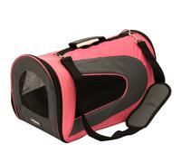 Floofy Friends Mool Dog and Cat Pet Carrier Bag with Carry Handle and Shoulder Strap, Pink/Black