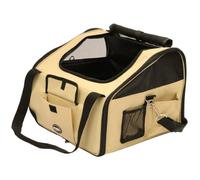 Floofy Friends Mool Dog Pet Carrier Bag with Carry Handle and Shoulder Strap, 41 x 34 x 30 cm, Beige/Black