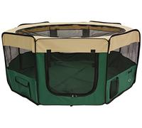 Floofy Friends Mool Portable Fabric Pet Play Pen with Removable Safety Cover, Large, Green