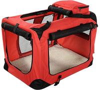 Floofy Friends Soft-Sided Dog Travel Crate - Foldable, Breathable Pet Carrier for Small Dogs & Cats, Ideal for Car Travel & Home Use - Red