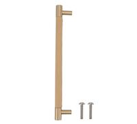 Floolinct Brass and Leather Cabinet Door Handle 224mm Hole Pitch Light Luxury Cupboard Bar Pull for Wardrobe Drawer (Beige)