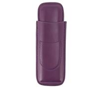 Floolinct Elegant Vintage Handcrafted Slim Cigar Case for 2 Fingers - Premium Faux Leather Portable Holder with Cutter Pocket for Travel and Business (Purple)