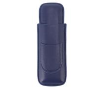 Floolinct Elegant Vintage Handcrafted Slim Cigar Case for 2 Fingers - Premium Faux Leather Portable Holder with Cutter Pocket for Travel and Business (Blue)