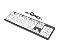 Floolinct Large Print Low Vision Keyboard for Elderly - Wired USB QWERTY with HighContrast White Letters on Black Keys, 1.35m Cable