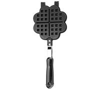 Floolinct Stovetop Waffle Maker Pan, Heart Shape Aluminium Alloy Mould, NonStick Gas Hob Baking Tool with Long Handle, Black