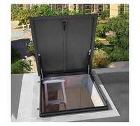 Floor Access Door Rooftop Hatch Cover Plate Upward Opening Roof Steel Security Door Warehouse(Dark Grey_70x70cm/2.3x2.3ft)
