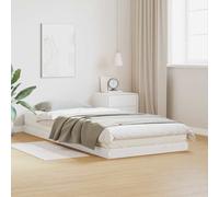 Floor Bed Frame 80x210 cm White Solid Pine Low Profile Minimal Design Durable UK