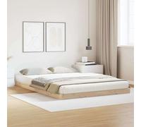 Floor Bed Frame Natural 223.5 x 144 x 9 cm Solid Pine Wood