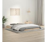 Floor Bed Frame Natural Solid Pine 140x200 cm Low Profile Minimalist Sturdy Easy