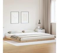 Floor Bed Frame Natural 213.5 x 204 x 9 cm Solid Pine Wood