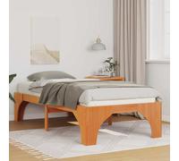 Floor Bed Frame Single Brown Solid Pine Wood with Underbed Storage, Rustic Style [EEK: A]