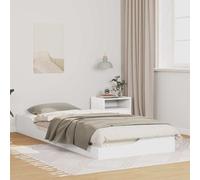 Floor Bed Frame White 100x220 cm Solid Pine Wood Twin Slatted Matte With Drawer