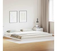 Floor Bed Frame White 223.5x204cm Solid Pine Wood Low Profile Modern Minimalist