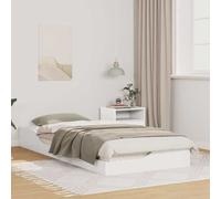 Floor Bed Frame White 90x210 cm Solid Pine Wood Twin Platform Matte with Drawer