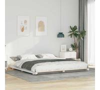 Floor Bed Frame White Solid Pine 200x200 cm Low Japandi Style Platform Wooden UK [EEK: A]