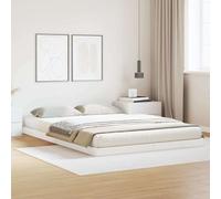 Floor Bed Frame White Solid Pine Wood Low Profile 140x220cm Modern Scandinavian