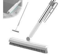 Floor Brush, 3-in-1 Scrubber with Handle and Water Pusher, 145 cm Telescopic Washing Brush, 180° Rotating Joints, with Stiff Bristles, Shower Scrubber for Cleaning, Patio, Bathroom, Kitchen, Tiles,