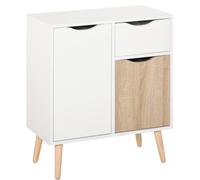 Floor Cabinet Natural Particle Board 72x60x30cm White Door Drawer Scandi Shelves