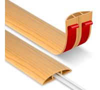 Floor Cable Cover, 2 Meters Wood Grain, Self Adhesive Cable Protector Rubber Wire Covers Floor Cable Tidy for Home Office Indoor Outdoor, Easy Lay Flat, 2m x 50mm