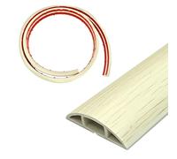 Floor Cable Cover, 2M Self Adhesive Cable Protector Flexible PVC Wire Hider Protect Cables Prevent Trip Hazards Cable tidy Cord Organizer for Office Home Warehouse Garage Gym (White Oak, 2M)