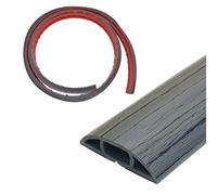 Floor Cable Cover, 2M Self Adhesive Cable Protector Flexible PVC Wire Hider Protect Cables Prevent Trip Hazards Cable tidy Cord Organizer for Office Home Warehouse Garage Gym (Dark Grey, 2M)