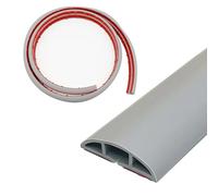 Floor Cable Cover, 2M Self Adhesive Cable Protector Flexible PVC Wire Hider Protect Cables Prevent Trip Hazards Cable tidy Cord Organizer for Office Home Warehouse Garage Gym (Grey, 2M)