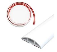 Floor Cable Cover, 2M Self Adhesive Cable Protector Flexible PVC Wire Hider Protect Cables Prevent Trip Hazards Cable tidy Cord Organizer for Office Home Warehouse Garage Gym (White, 2M)