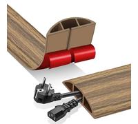 Floor Cable Cover, 3m Self-Adhesive Rubber Floor Cable Protector Outdoor Wire Cover to Protect Cables & Prevent Trip Hazards, Floor Cable Tidy for Home, Garages, Offices (Smoked Wood)
