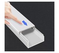 Floor Cable Cover Protector, Self-Adhesive PVC Raceway Wall Mounted White Multiple Sizes Pack of 2(20x10mm/0.78x0.39in)
