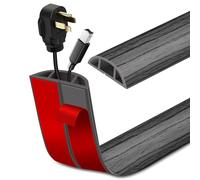 Floor Cable Cover Self-adhesive Cable Protector Flexible Floor Cord Covers PVC Cord Channel Wire Hider for Home Office Warehouse (1m×3cm, Grey wood grain)