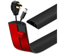 Floor Cable Cover Self-adhesive Cable Protector Flexible Floor Cord Covers PVC Cord Channel Wire Hider for Home Office Warehouse (6m×3cm, Black)