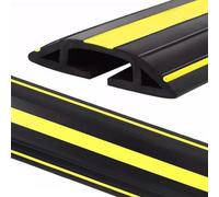 Floor Cable Covers, 3-Channel Road Speed Bumps, PVC Rubber, Pressure Resistant, Perfect for Warehouses and Offices, 6m/19.7ft Length