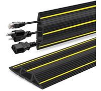 Floor Cable Protector, 1M Outdoor Floor Cable Cover, Heavy Duty Rubber Wire Covers Mat for Cables Hider With 3 Cord Channel, Black